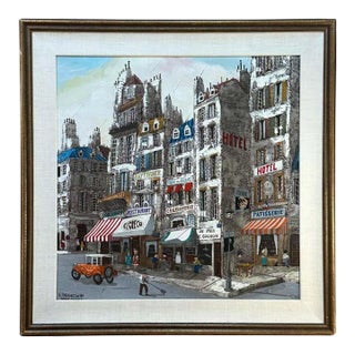 "Parisian Street", Cityscape Oil on Canvas by Robert Farrington For Sale
