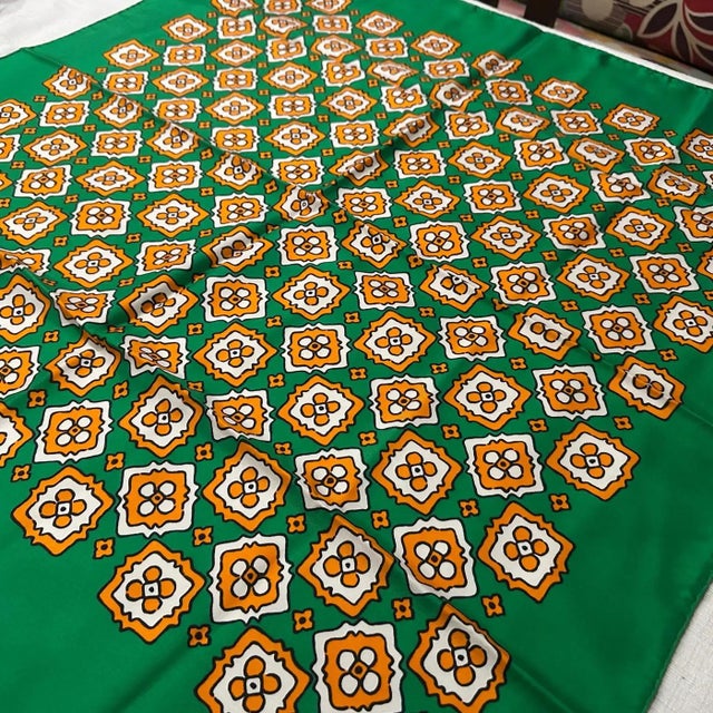 1990s Vintage Fashion Silk Carré Scarf by Yves Saint Laurent For Sale - Image 9 of 10