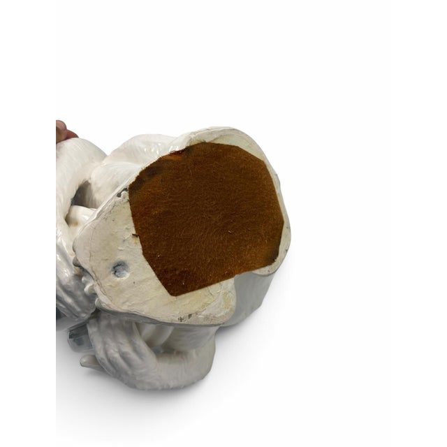 Ceramic Vintage Hollywood Regency White Glazed Ceramic Monkey and Banana Cachepot Planter For Sale - Image 7 of 7