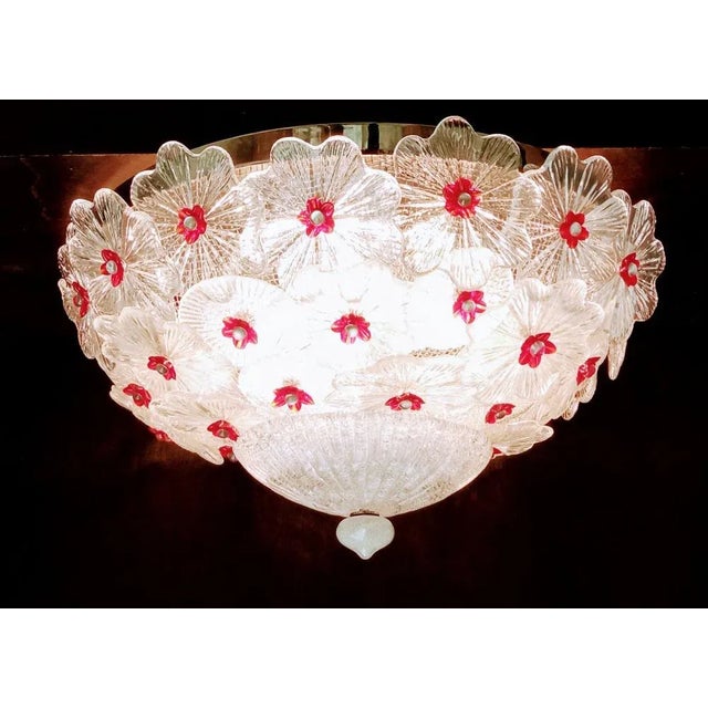 2000 - 2009 Vintage Clear and Red Ceiling Light For Sale - Image 5 of 11