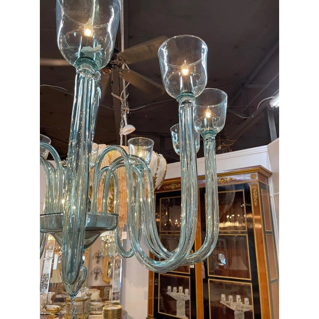 Glass Modern Large Scale Murano Glass 10 Arm Chandelier For Sale - Image 7 of 11