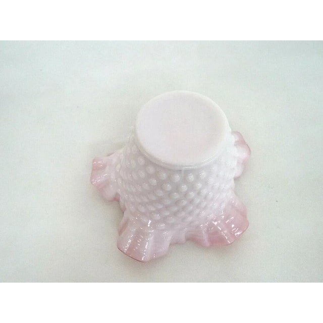 Kanawha Hobnail Style White Milk Glass Red Overlay Crimped Bowl Vase For Sale - Image 10 of 11