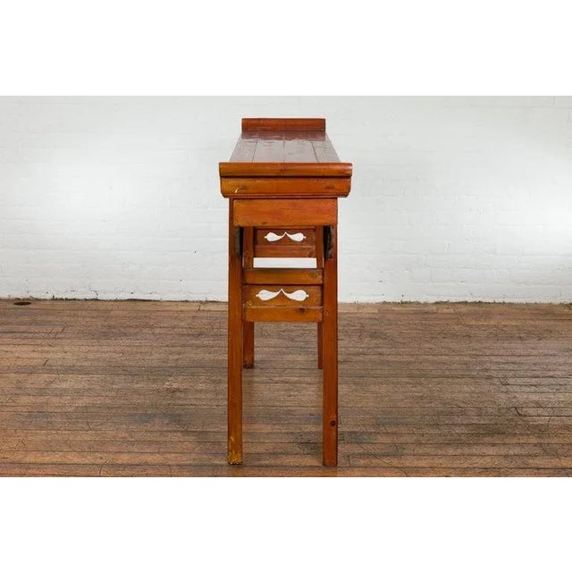 19th Century Chinese Qing Dynasty Period Altar Console Table with Cloudy Scroll Motifs For Sale - Image 12 of 13