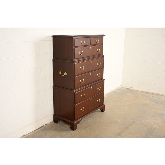 Harden Furniture Harden Furniture Georgian Solid Mahogany Triple Chest-on-Chest Highboy Dresser For Sale - Image 4 of 17