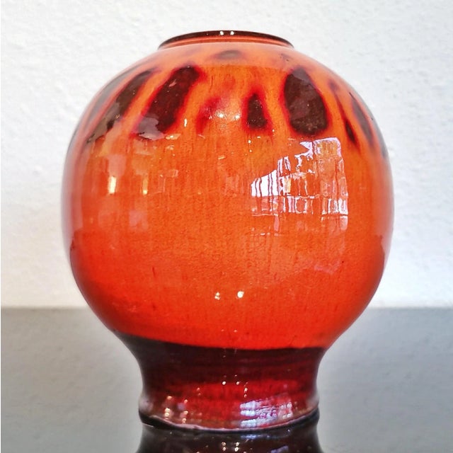 Mid-Century Modern Orange Elly & Wilhelm Kuch Studio Pottery Orb Vase For Sale - Image 3 of 12