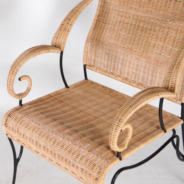 Wicker and Blackened Iron Armchairs, 1990s, Set of 2 For Sale - Image 17 of 18