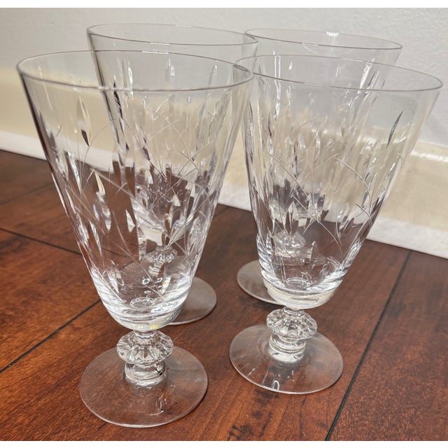 Mid 20th Century Duncan & Miller “Willow” Crystal Iced Tea Goblets –Set of 4 For Sale - Image 12 of 13