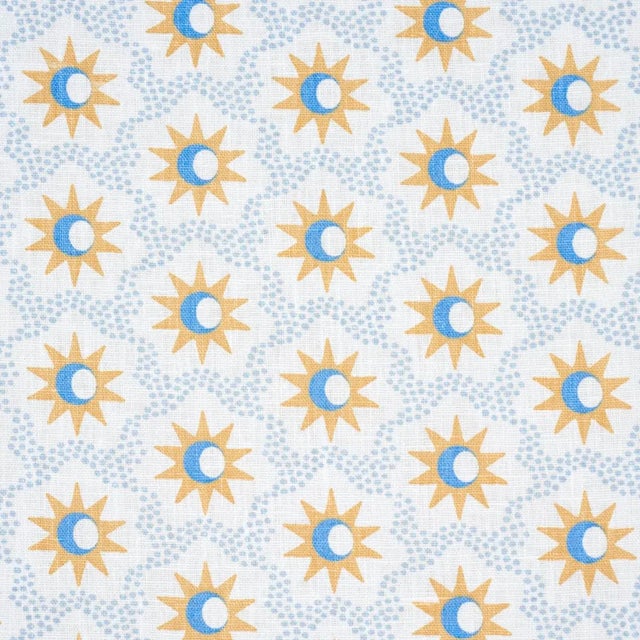 Contemporary SAMPLE - Schumacher Lucie Fabric In Yellow & Sky For Sale - Image 3 of 4