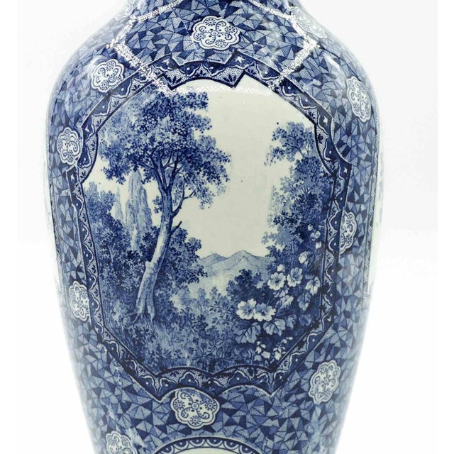 Blue Ceramic Vase by Franz Anton Mehlem, 19th Century For Sale - Image 3 of 8