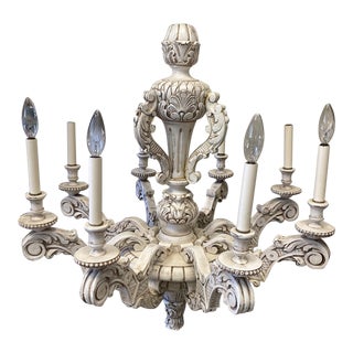 White Italian Handcarved Chandelier For Sale