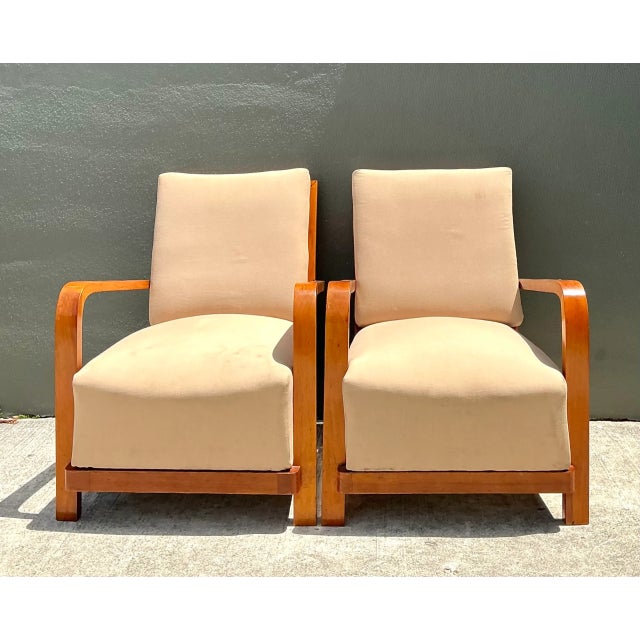 Wood Vintage Art Deco Lounge Chairs - Pair For Sale - Image 7 of 12