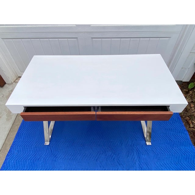 Contemporary Modern X Base Desk in the Style of Milo Baughman For Sale - Image 11 of 13