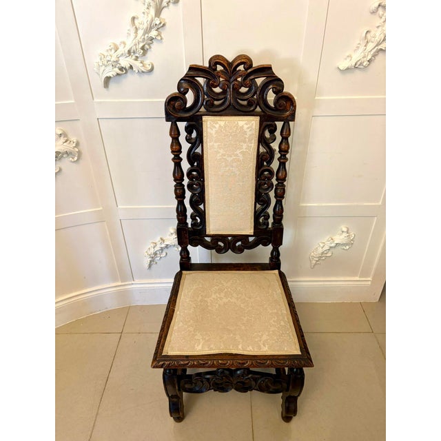 Antique Victorian Carved Oak Dining Chairs, 1860s, Set of 4 For Sale - Image 10 of 14