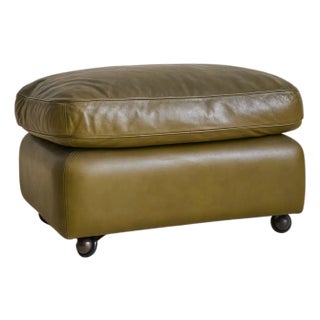 Italian Olive Leather Ottoman by Tito Agnoli, 1970s - 2 Available For Sale