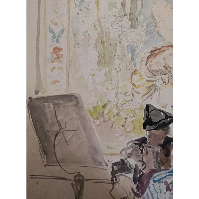 Guglielmo Innocenti, Etude pour scène de théâtre au piano, Crayon & Watercolor on Paper For Sale - Image 4 of 10