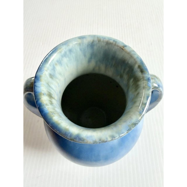 Mid 20th Century Vintage Roseville Pottery Tourmaline Double Handled Vase Blue & Green Glaze 6” For Sale - Image 5 of 9