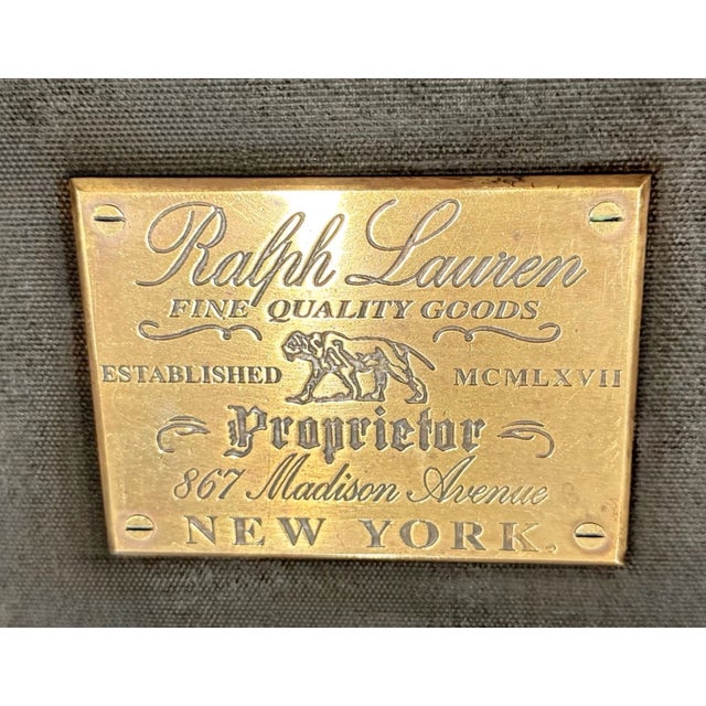 Brown Late 20th Century Ralph Lauren Home Oxford Espresso Canvas & Saddle Leather Luggage Trunk Coffee Table For Sale - Image 8 of 10