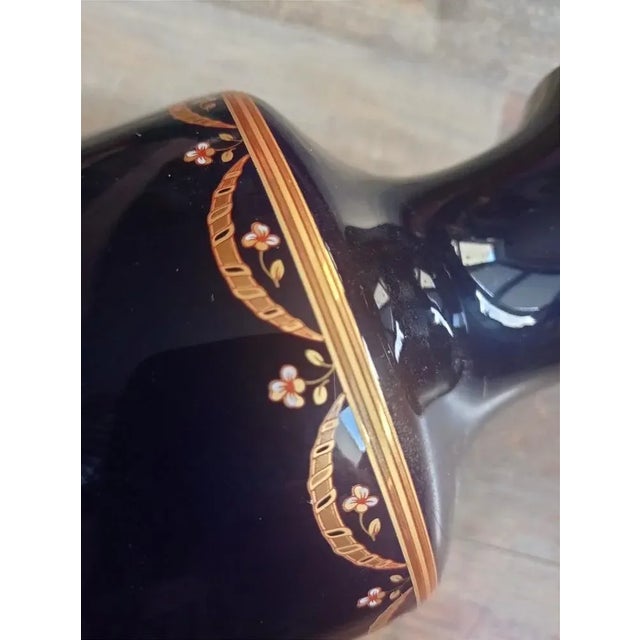 Beautiful Limoges Porcelain Cobalt Vase painted with 22k gold In great condition, cca 1950 Height: 30 cm Diameter: 13 cm...