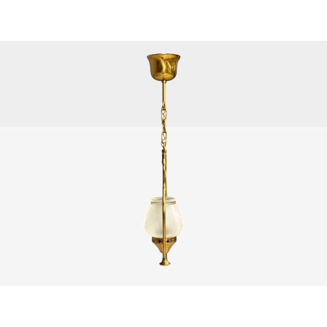 Swedish Modern, Pendant Light, Brass, Frosted Glass, Sweden, 1940s For Sale - Image 9 of 10
