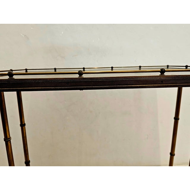 Mid-Century Modern Brass & Iridescent Pair of Vintage Nesting Tables For Sale - Image 3 of 12