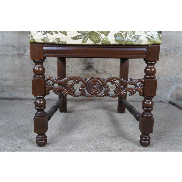 1970s Set of 8 Vintage 20th Century Charles II Carolean Style Carved Oak Dining Room Chairs For Sale - Image 5 of 13