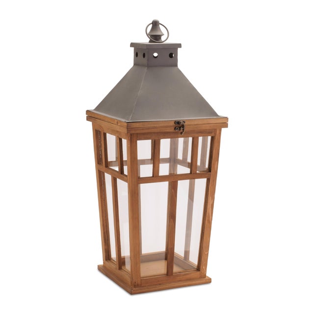 Enhance your home with the warm, rustic appeal of this Wood and Iron Framed Lantern Set. Featuring natural wood bases with...