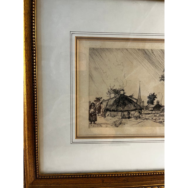 1900 - 1909 Early 1900s Antique Lepere the Shower Framed Print For Sale - Image 5 of 10