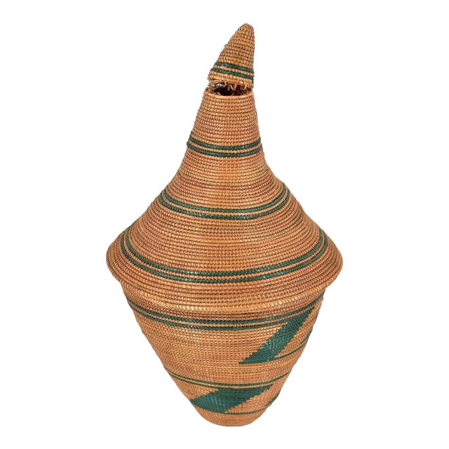 Early 20th Century Tutsi Lidded Basket Rwanda For Sale