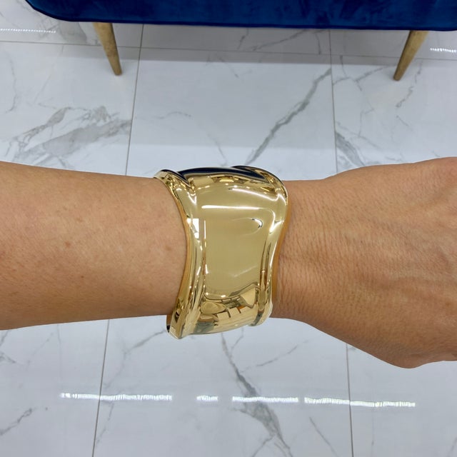 Gold Tiffany & Co. Elsa Peretti 18k Yellow Gold 43mm Small Bone Cuff Bangle Bracelet For Sale - Image 8 of 8