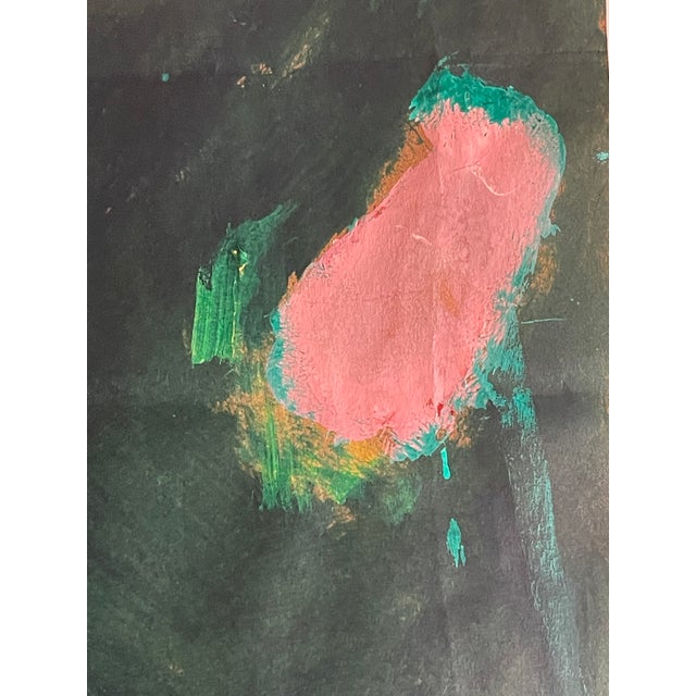 1970s Moody Abstract Dyptich in Phtalo Green on Paper Signed For Sale - Image 4 of 6