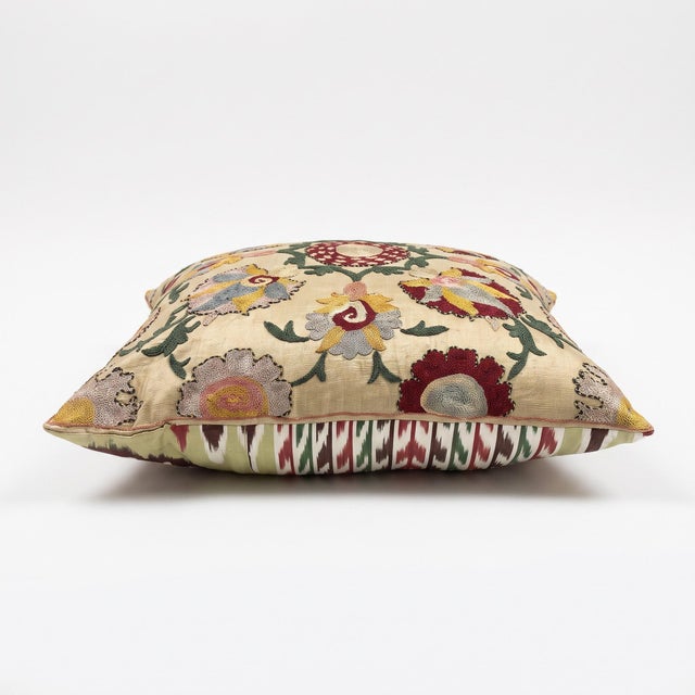 2020s Contemporary Outpost Original Ivory Embroidered Suzani Pillow For Sale - Image 5 of 5