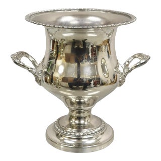 Vintage English Victorian Silver Plated Trophy Cup Champagne Chiller Ice Bucket For Sale