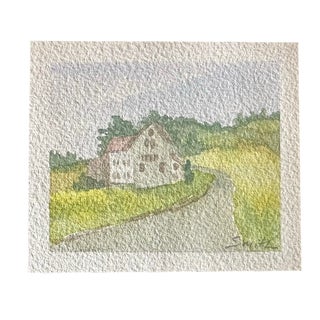 Original Watercolor Miniature Landscape Painting “When Roads Lead Home” For Sale