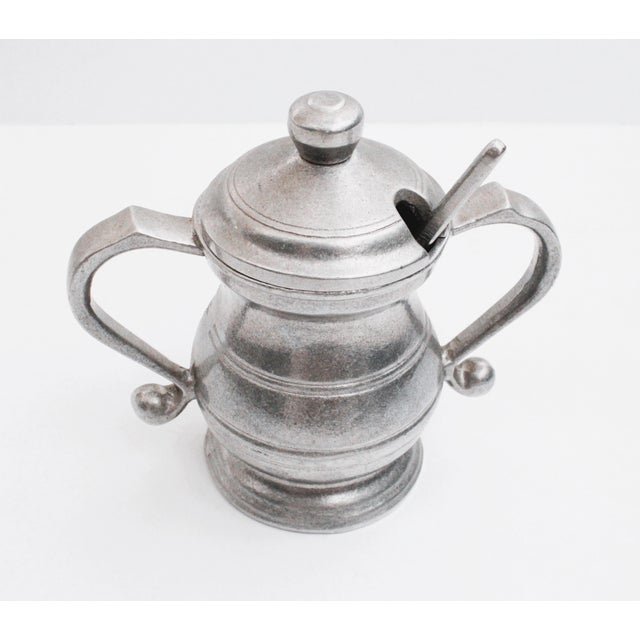 1970's Farmhouse Pewterware Creamer & Sugar/Non-Toxic For Sale - Image 4 of 7