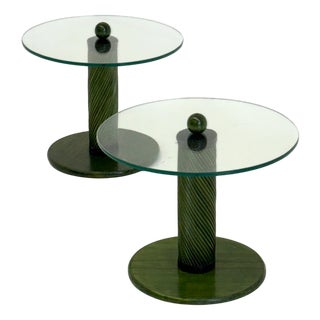 Italian Side Table with Bamboo Base and Glass Top, 1970s For Sale