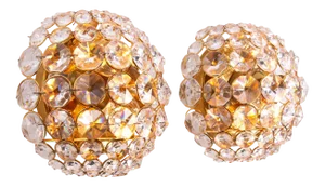 German Bubble Wall Sconces in Crystal & Gilt Brass from Palwa, 1960s, Set of 2