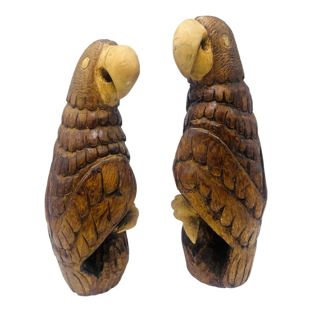 Wooden Eagle Sculptures, a Pair For Sale