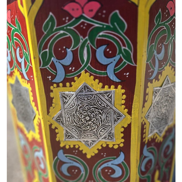 Burgundy Moroccan Hand-Painted Accent Table For Sale In Orlando - Image 6 of 6