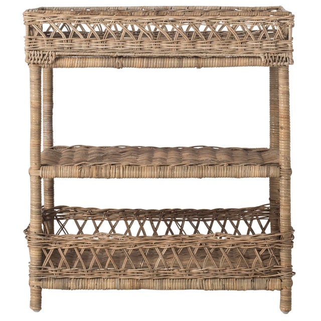 2020s Wicker 3 Tier Accent Table in Natural For Sale - Image 5 of 5