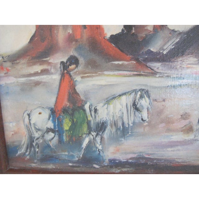 Mid 20th Century Ted Degrazia Reproduction Native Painting Bringing in the Sheep Monument Valley For Sale - Image 5 of 8