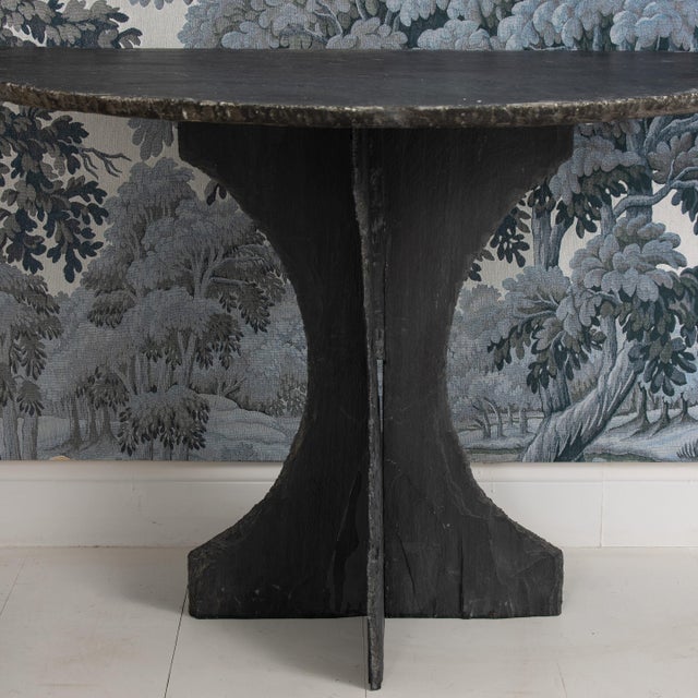 19th C. French Slate Demilune Console Table For Sale - Image 10 of 14