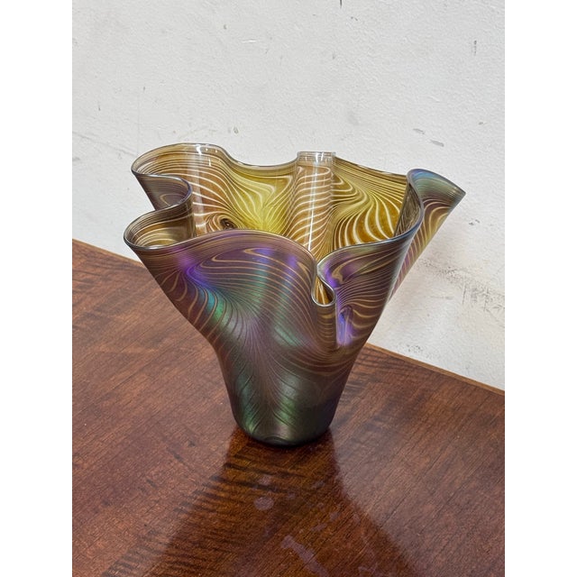 Circa 1994 Bruce Freund Handblown Glass Vase For Sale - Image 10 of 12