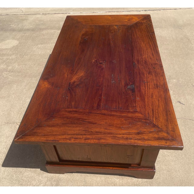 Vintage Rustic Solid Wood Coffee Table With Sliding Doors For Sale - Image 10 of 10