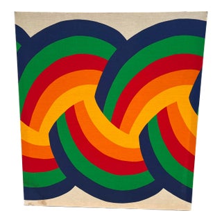 Vintage Graphic Pop Art Rainbow Print on Fabric For Sale