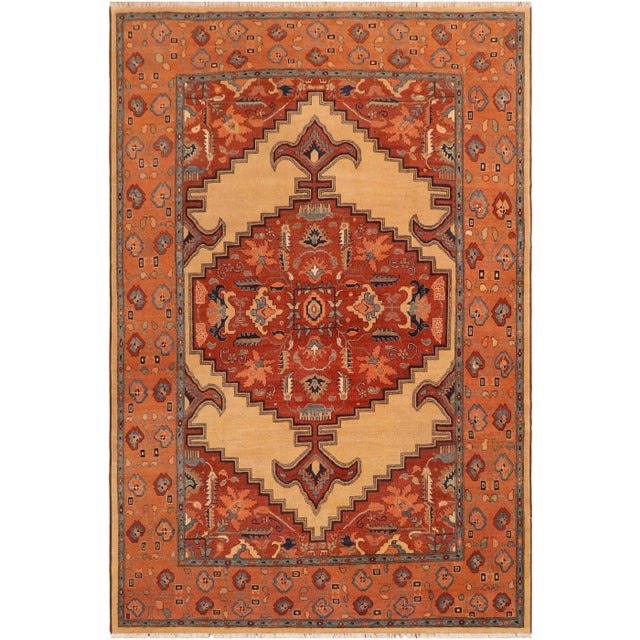 1980s 1980s Semi Antique Rustic Low Pile Tan/Orange Wool Rug For Sale - Image 10 of 10