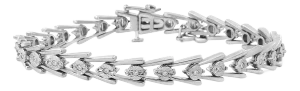 .925 Sterling Silver Diamond Miracle-Set Double Swoosh Milgrain Style Tennis Bracelet (1/2 cttw, I-J Color, I3 Clarity) - Size 7.75"