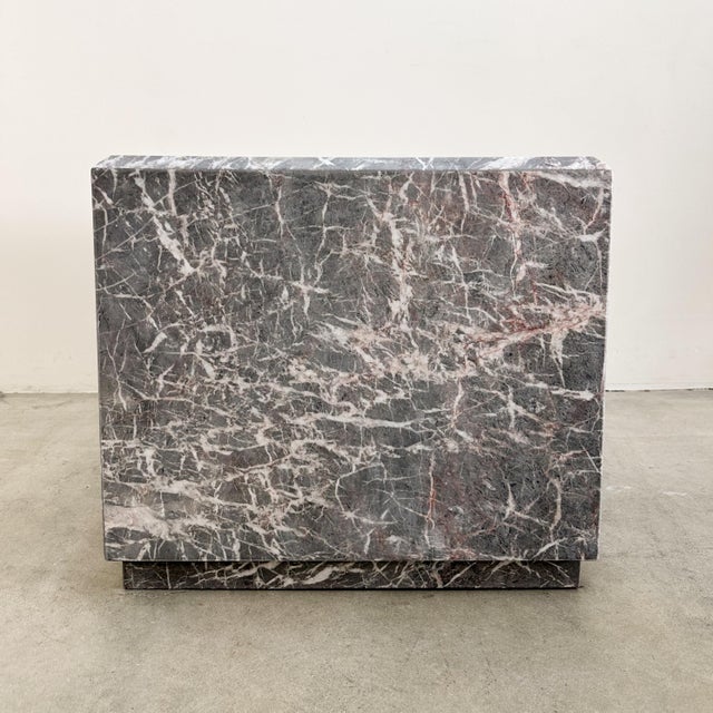 Mid-Century Modern Vintage Mid-Century Modern Square Honed Marble End Table / Display Stand For Sale - Image 3 of 10