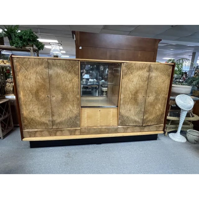 Brown 1950s French Deco Style Burlwood Cabinet For Sale - Image 8 of 8