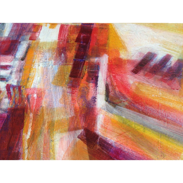 Mid-Century Modern Mid 20th Century "Aerial Composition" Magenta and Red Abstract Painting by Anna Ballarian, Framed For Sale - Image 3 of 5