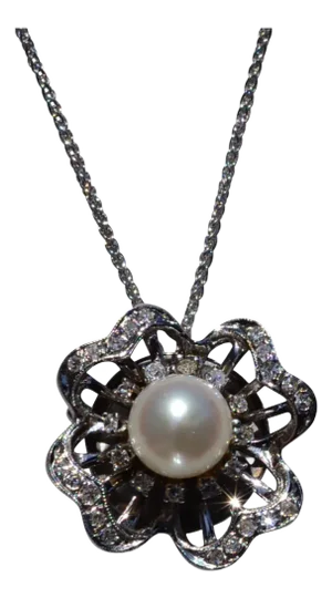 The Pilot Knob: Antique Pearl and Diamond Pendant